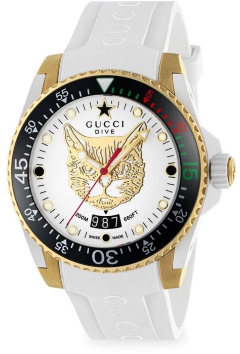 gucci men's swiss made tiger dial diver silicone strap watch|Gucci dive.